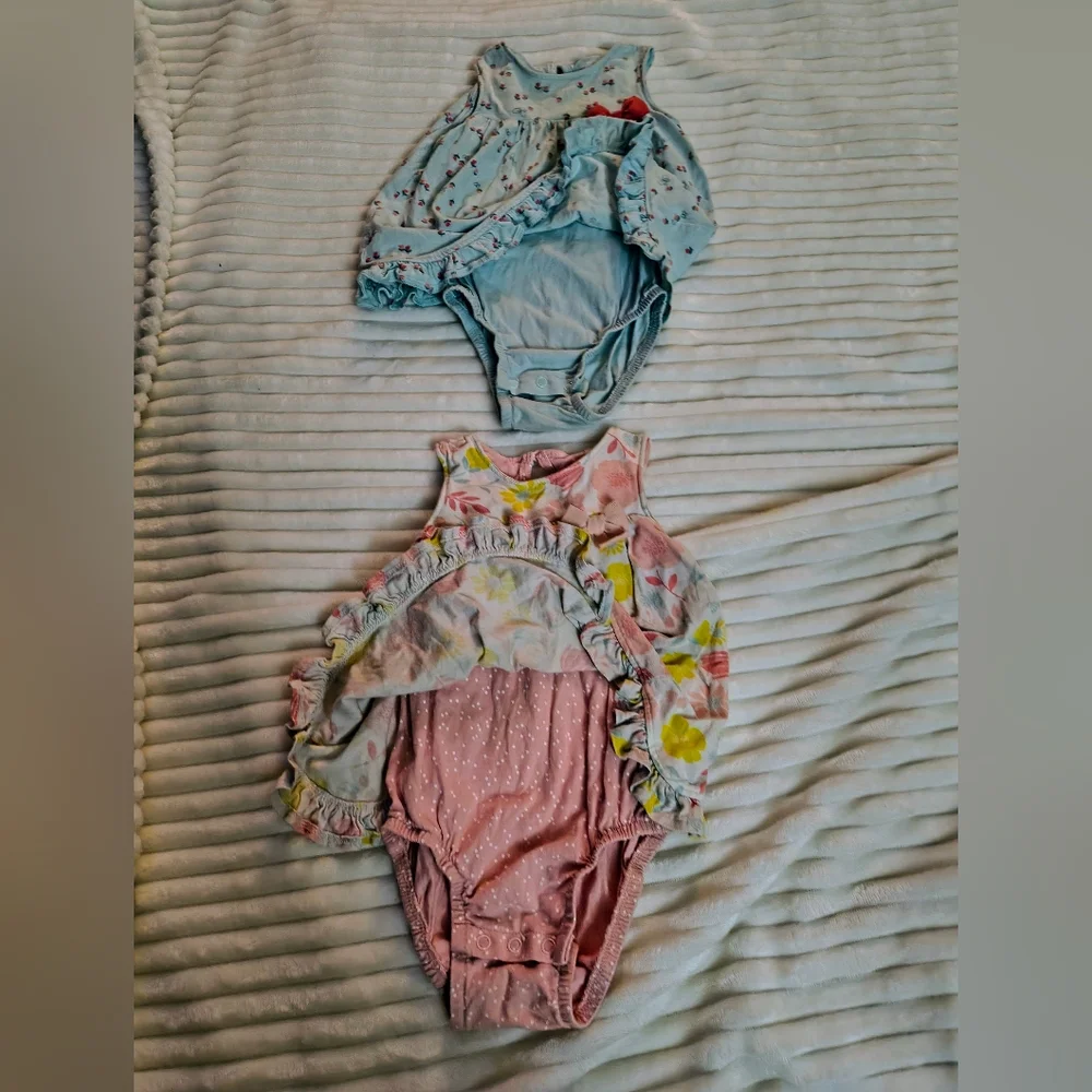 Child of Mine Blue and Pink Floral Romper Dress